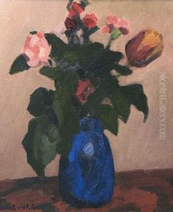Emile "bouquet De Fleurs Sur Un Entablement" by Jules Emile Zingg