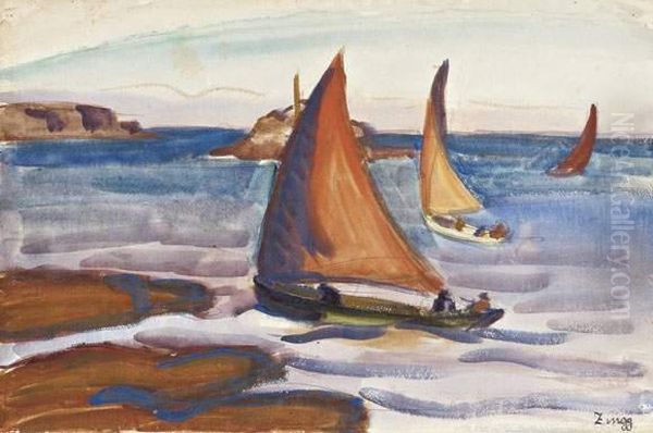 Les Voiles Rouges, Saint Valery, 1924. - view 1