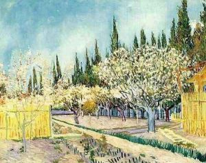Orchard In Blossom Bordered By Cypresses II