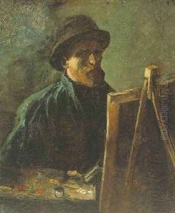 Self Portrait With Dark Felt Hat At The Easel