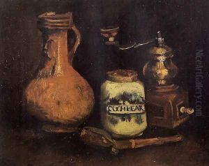 Still Life With Coffee Mill Pipe Case And Jug