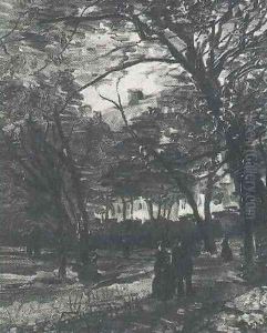 Bois De Boulogne With People Walking The II by Vincent Van Gogh
