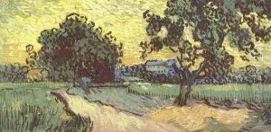 Landscape With The Chateau Of Auvers At Sunset by Vincent Van Gogh