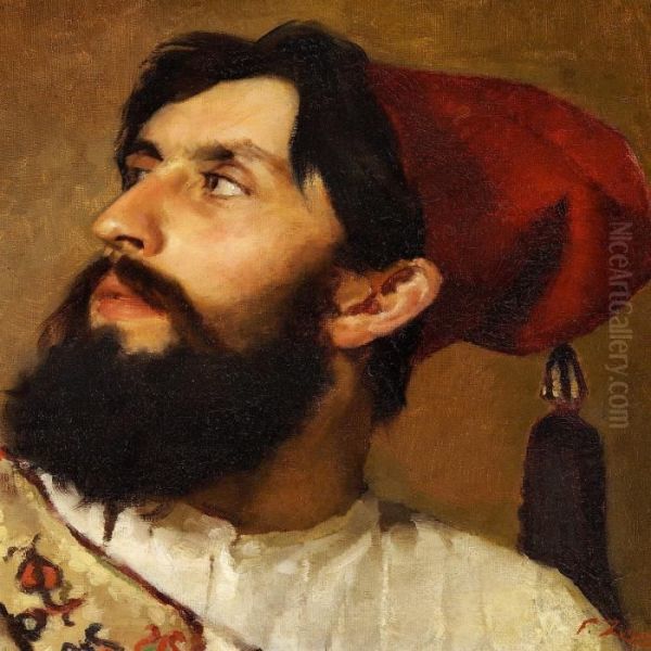 Turk With A Black Beard And A Red Fez - view 1