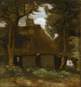 Cottage With Trees And Peasant Woman