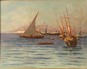 Marine, Vue Des Cotes De Turquie by Fausto Zonaro