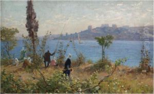 Harem Alla Pesca Sul Bosporo (harem Girls Fishing By The Bosphorus) by Fausto Zonaro