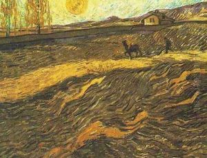 Enclosed Field With Ploughman by Vincent Van Gogh