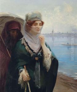 A Stroll Along The Bosphorus by Fausto Zonaro