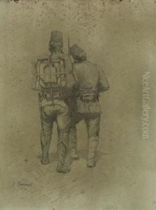 Zwei Marschierende
 Askari-soldaten.