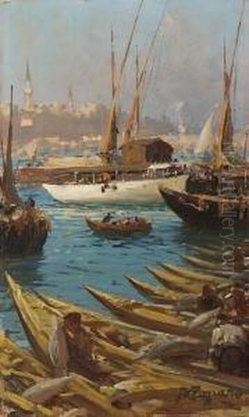 Boote Am Goldenen Horn In
Istanbul. - view 1