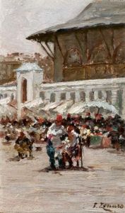 Barbieri In Una Piazza Di Costantinopoli by Fausto Zonaro