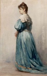 Ritratto Femminile In Costume Azzurro by Fausto Zonaro