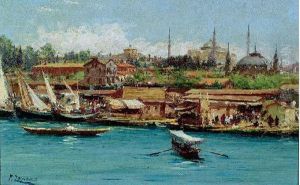 Vue De Constantinople by Fausto Zonaro