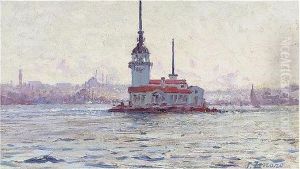 Kiz Kulesi (leander's Tower), Constantinople by Fausto Zonaro