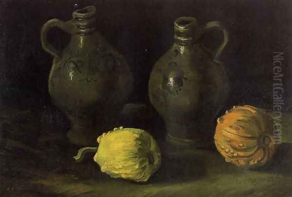 Still Life With Two Jars And Two Pumpkins - view 1