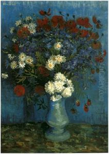 Vase With Cornflowers And Poppies