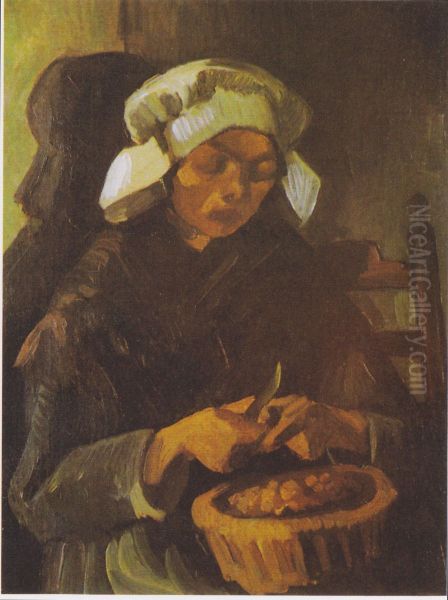 Peasant Woman Peeling Potatoes - view 1