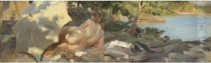 Badande Med Parasoll, Dalaro by Anders Zorn