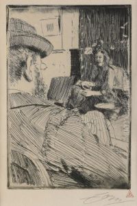 Albert Besnard And His Model by Anders Zorn