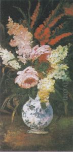 Vase With Gladioli And Lilac by Vincent Van Gogh