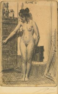 Vid Kakelugnen by Anders Zorn