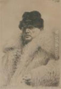 A Pair Of Prints, Including Portrait Of The Artist In Fur Coat by Anders Zorn