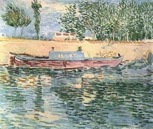 The Banks Of The Seine With Boats by Vincent Van Gogh