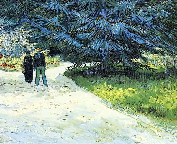 Public Garden With Couple And Blue Fir Tree: The Poets Garden III - view 1