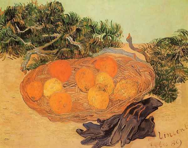 Still Life With Oranges Lemons And Blue Gloves - view 1