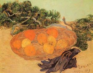 Still Life With Oranges Lemons And Blue Gloves