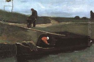 Peat Boat With Two Figures by Vincent Van Gogh