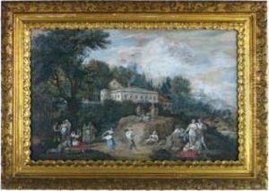 Landscape With Figures And Villa by Francesco Zuccarelli
