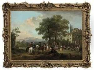 A Country Dance In An Italianate Landscape by Francesco Zuccarelli
