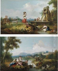 Paesaggio Con Contadine Alla Fontana
