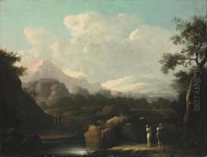 An Extensive Landscape With Figures By A River by Francesco Zuccarelli