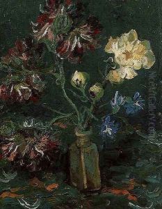 Vase With Myosotis And Peonies