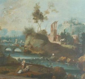 Figures In An Extensive Landscape With Ruins