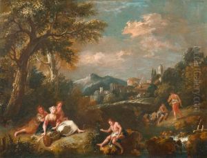 Pair Of Works: Mediterranean Landscapes With Herdsmen. by Francesco Zuccarelli
