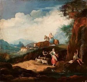 Paesaggio Con Armenti E Cascatella