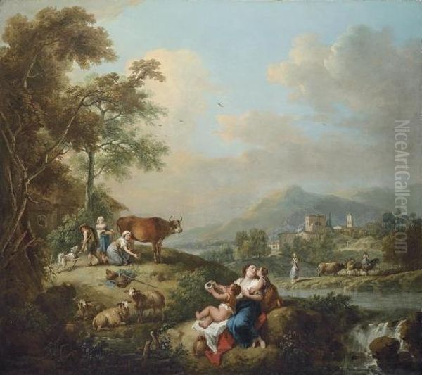A Wooded River Landscape With Milkmaids - view 1
