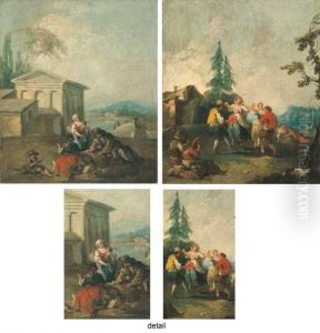 Paysans Se Reposant Pres D'un Lac; Et Paysans Dansant by Francesco Zuccarelli