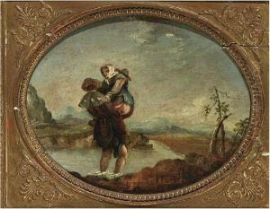 A Man Carrying A Woman Across The Water