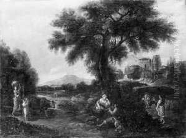 Umkreis Sudliche Landschaft Mit Hirtenstaffage. Ol Auf Leinwand. H 51,5; B 68 Cm - view 1