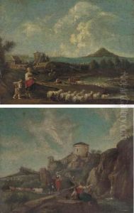A River Landscape With A Shepherdess by Francesco Zuccarelli