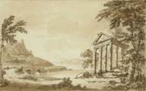 An Arcadian Landscape With A Temple by Francesco Zuccarelli