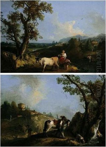 An Italianate Landscape With A Huntsman Resting By A Stream - view 1