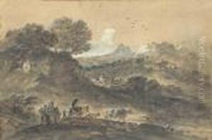 An Extensive Mountainous Landscape With Herdsmen by Francesco Zuccarelli