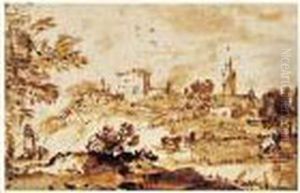 Vue D'une Ville Au Bord D'une Riviere En Contrebas, Avec Des
Bergers by Francesco Zuccarelli