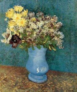 Vase With Lilacs Daisies And Anemones by Vincent Van Gogh